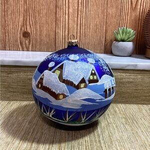 Bombay Blue and White Holiday Ornament Large  6”x 7”